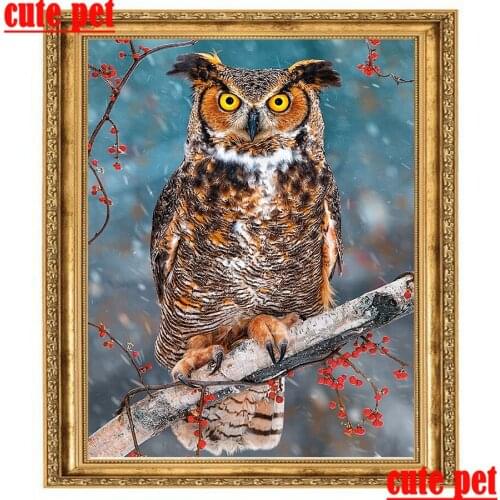Owl Cross Stitch No Frame Round Diamond Painting DIY Diamond Painting Embroidery Home Decor Diamond Mosaic Gift 3d wallpaper
