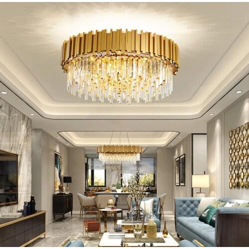 Modern Gold/Black Luxury Crystal Chandeliers LED Pendant /Ceiling Light Fixture for Living Room Hotel Hall Decor Hanging Lamp
