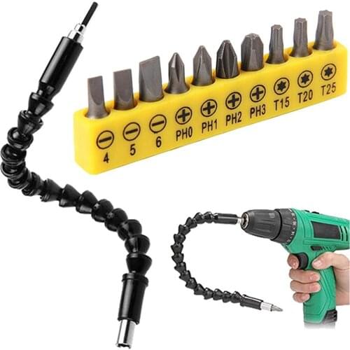 Flexible Shaft Drill Bit Extension Holder Link Screwdriver Attachment Set Of Drills Soft Shafts Driver Extend Rod Impact Tool