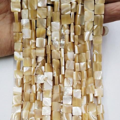 High Quality 8mm 10mm Natural Yellow Shell Loose Beads Strand Square Shape DIY for Making Necklace Bracelets Eariings