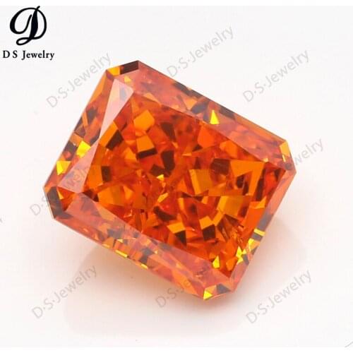 Top Quality Orange Red Color Rectangle Shape Brilliant Crushed Ice Cut Cubic Zirconia Loose Stone cz Stone
