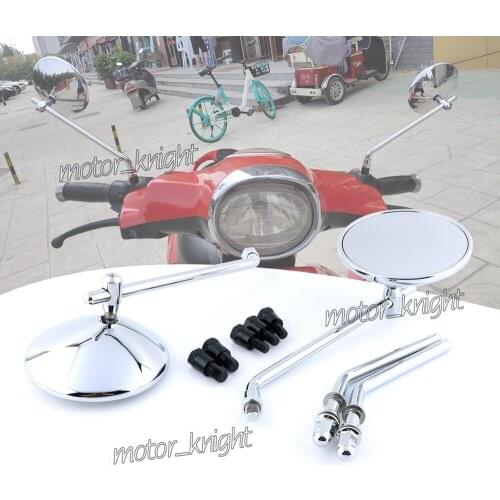 Chrome Black Carbon NEW Motorcycle Retro Round Rear View Mirrors Clear Glass Mirro for VESPA GTS 300 GTV Primavera 125/150