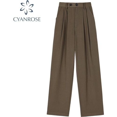 Women Suit Pants Summer Office Ladies Long Trouser 2021 New Solid Color Straighted Loose High Waist Casual Versatile Female Pant