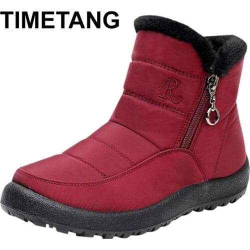 TIMETANG Winter Plus Velvet Boots Warm Cotton Shoes Soft Bottom Cloth Cotton Snow Boots Plush For Cold Winter Fashion Womens