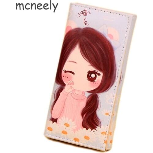 A ladys Wallet Long leather cute girls Wallet Style Students Purse Clutch bag Large Capacity Womens Card Wallet Various colors