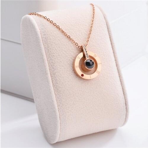Romantic Love Memory Roman Numerals Pendant Necklace For Women No Fade Rose Gold Stainless Steel Jewelry Female Necklace Gift