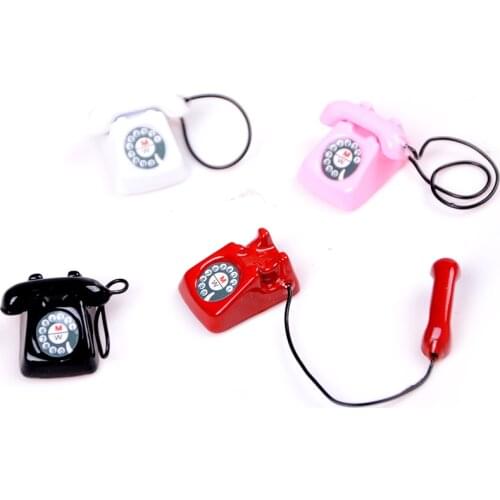 1/12 Dollhouse Miniature Metal Phone Telephone Classic Toys Pretend Play Doll House Furniture Toys Decoration Gift Kid