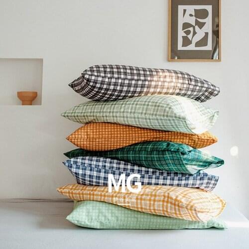 1pc Plaid Cotton Pillow Case Single Piece Cotton Pillowcase Room Decoration Original Design Bedding Pillowcase 48x74 Multicolor