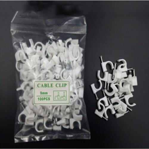 100pcs 9mm Diameter Plastic Circle Cable Nail Clips