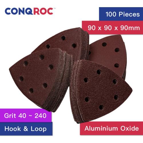 60 Pieces 90mm Triangular Sanding Paper 6 Hole Sandpaper Sand Sheet fit for Oscillating Abrasive Tool Grit 60 80 120 240 Each 15