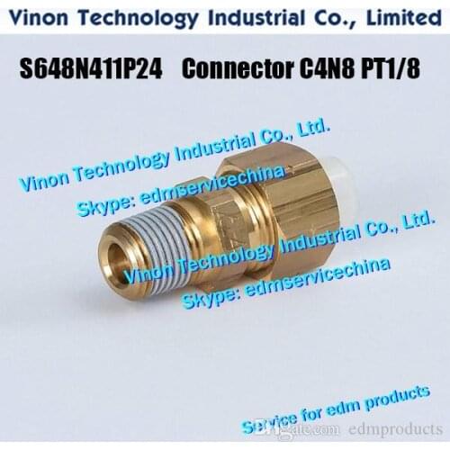 2pcs/bag) S648N411P24 edm Connector C4N8 PT1/8 for Mitsubishi BA8,BA24 34.054.001 2210000769. S648N412P14 Water Pipe Fitting L4