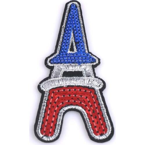 2pcs tower sequin Patches for Clothing Iron On Patches Clothes Badges Iron-on Parches applique patches for DIY jeans cp1107
