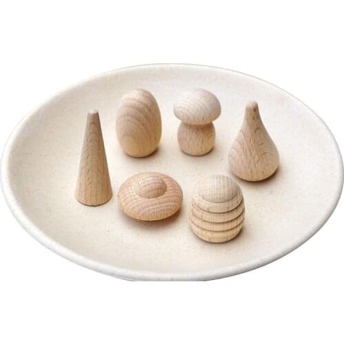 6pcs Ins DIY Painting Wooden Mini Dolls Beehives Shrooms Eggs Droplets Mini Coins /Painting Wooden Trees Creative Handicraft