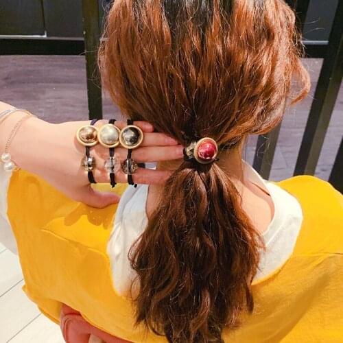 60pcs/lot DIY Multi Simple Diamond Ball Crystal Pearl Hair Bands Ponytail Rubber Bands Hair Styling Tools Accessory HA1778