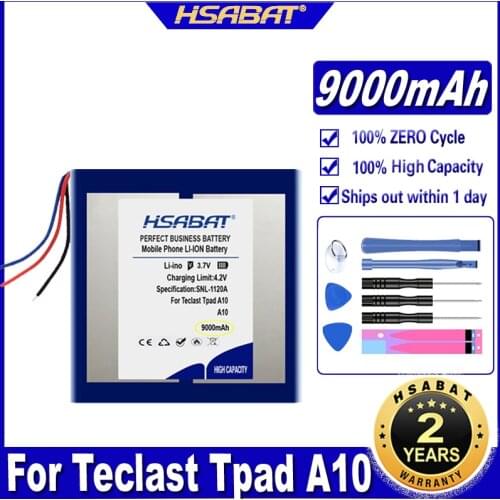 HSABAT A10 9000mAh Battery Pack for Teclast Tpad A10 A10T A10S T10 T20 T30 T13 T15 M2 Tablet Batteries