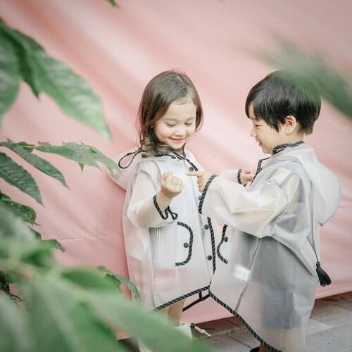 Children Raincoat Hooded Waterproof 15 Silk EVA Transparent Raincoat Kids Tassel Pointy Hat Clear Rain Coat Outdoor Rainwear