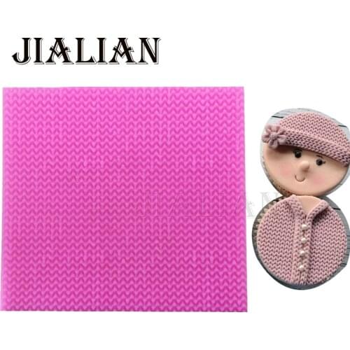 DIY lace Mat Needle knitting wool texture Silicone Fondant Mold DIY Cake Decorating Tools chocolate sugar art displays T0910