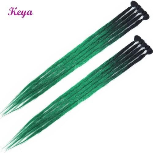 24 inch Handmade Dreadlocks Hair Extensions Pink Blue Ombre Crochet Hair 10 Strands Synthetic Crochet Braid Hair For Women