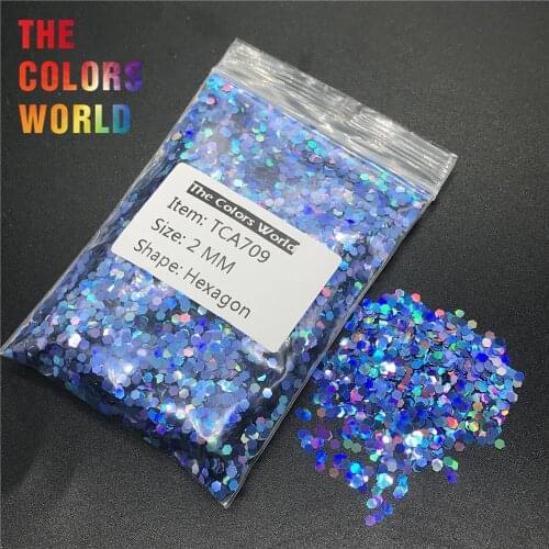 TCA709 Holographic Laser Dark Blue Color Hexagon Shape Nail Glitter For Nail Decoration Nail Gel Makeup Facepaint DIY Accessorie