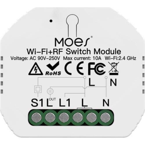 1Gang1Way 90-250V WiFi RF433 Smart Relay Switch Module 1Gang1Way Remote Control Smart Life/Tuya App Work with Alexa Google Home