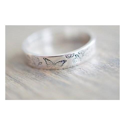 Delicate Pattern Butterfly Flower Rings For Women Accessories Jewelry Girl Gift Silver Color Fashion Women Rings 2021