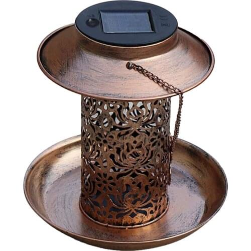 Bird Feeder Solar Light Lantern Shape Hanging Bird Feeding For Garden Yard Balcony