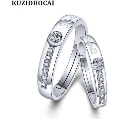 Kuziduocai New Fashion Jewelry Zircon Stainless Steel Carving Lovers Wedding Party Rings For Women Girls Gift Bague Anillos Anel