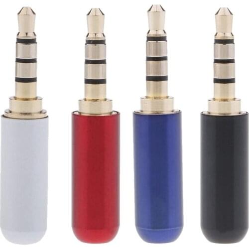 HOT-Audio Solder Plug,4 Replacement Gold Plated 4 Pole 3.5mm Male Stereo Repair Jack Plug Soldering Adapter Converter