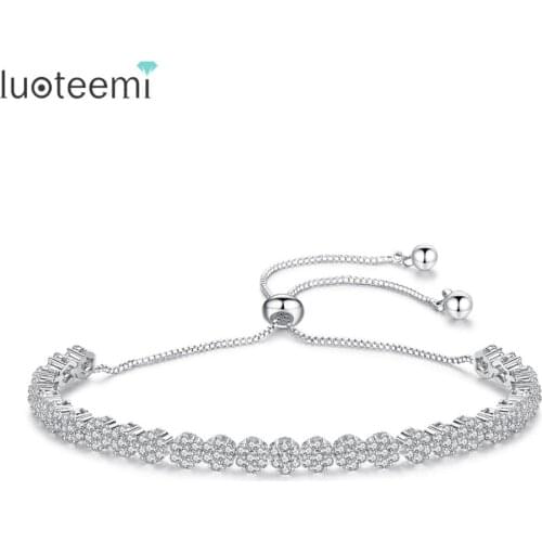 LUOTEEMI Sparkling Strand Bracelet for Women Fashion Jewelry Link Tennis Bracelet Wedding Engagement Bracciali Donna Bijoux Gift