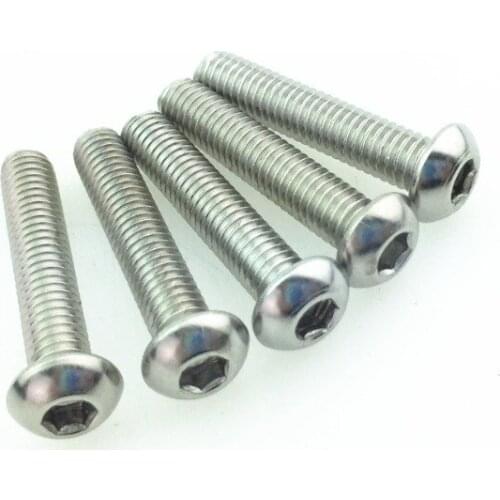 M3M4M5M6 304 stainless steel round head Pan head hexagonal screw Semi-round cup screw Bolt 30pcs