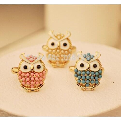 Fashion Owl fine imitation pearl ring Jewelry Accessories for Woman Animal Rings