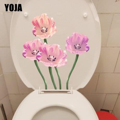 YOJA 19.7X22.4CM Tulip Flower Cluster Fashion Toilet Seat Decoration Home Bedroom Wall Sticker Decal T1-1246