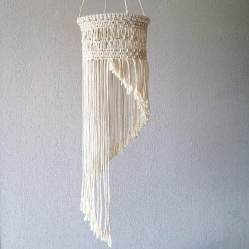 Nordic Macrame Wall Hanging Handmade Chandelier Lampshade Cotton Woven Tapestry Wall Hanging Homestay Model Room Boho Decor