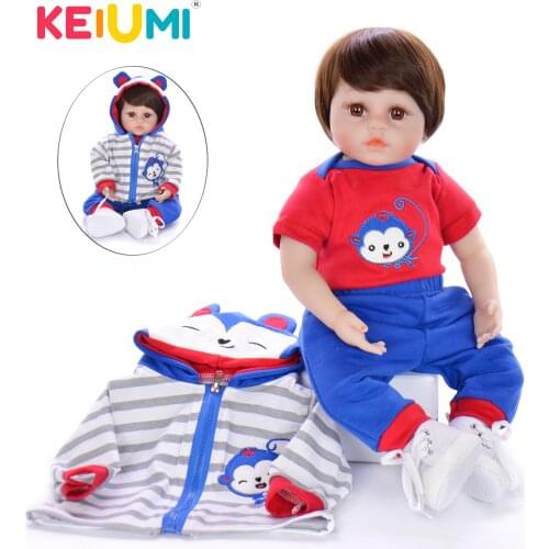 KEIUMI Adorable Reborn Baby Silicone 48 cm Realistic Stuffed Doll Reborn Boneca Touch Soft Little Man For Boy Kids Playmate Gift