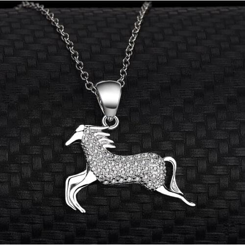 S925 Sterling Silver Necklace Horse Micro Inlay Europe And The United States Simplicity Net Red Pendant wholesale
