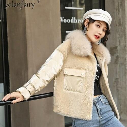 Real Fur Coat 100% Wool Female Jacket Winter Coats Women 2020 Womens Down Jacket Fox Fur Collar Mujeres Abrigos B8907 Pph1538