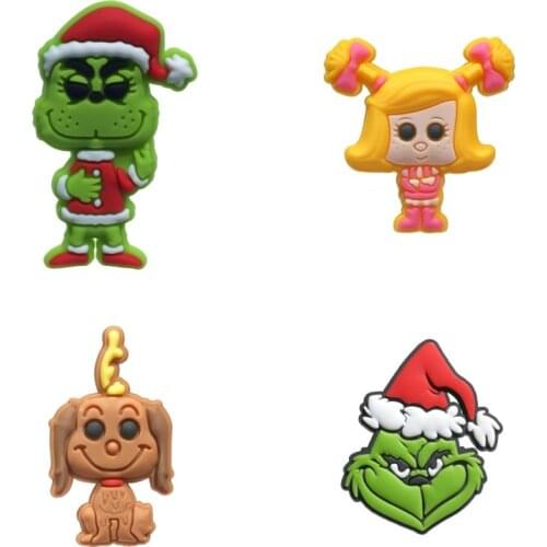 50pcs/lot Cartoon Figure PVC Shoe Charms Shoes Accessories Shoe Buckles Fit for Clogs Shoes Decorate Christmas Promotional Gift