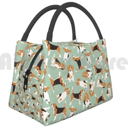 Portable Insulation Bag Beagle Scatter Mint Beagle Dog Dogs Pet Pattern Vintage Retro Scatter Ditsy Cute