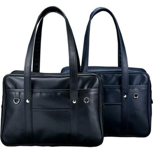 Briefcase Student Shoulder Bag Pu Uniform Bag Men and Women Commuter Leather Laptop Bag Leather Briefcases Men