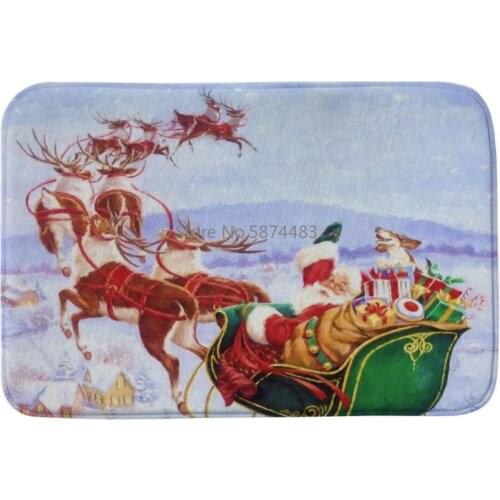 Merry Christmas Waterproof Non-slip Mat Pattern Letter Floor Entrance Door Bathroom Mat Indoor Bathtub Carpet 40x60CM