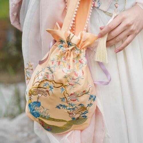 Embroidered Pearl Bag Chinese Style Bags-bags Pouch Drawstring Purse Handbags Chinese Accessories Bag