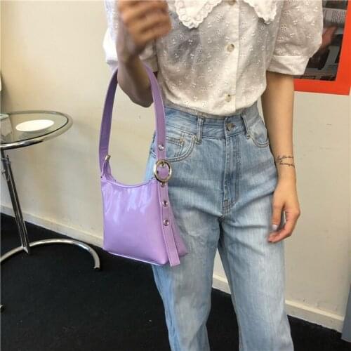 Fashion PU Patent Leather Women Handbags Simple Ladies Baguette Shoulder Bags Luxury Design Female Armpit Bag Tote Green Blue