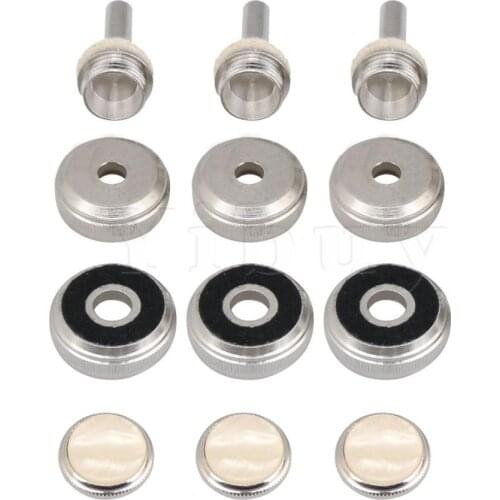 Yibuy Silver Trumpet Finger Button Set ABS Buckle with Felt 2.3cmx0.84cm