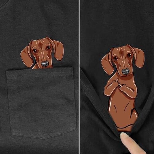Funny T Shirt Fashion summer pocket dog printed t-shirt men for women shirts Hip hop tops funny cotton tees drop shipping