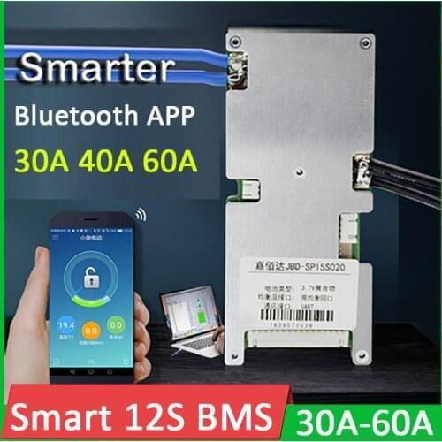 Smart BMS 12S Li-ion LifePo4 Battery Lithium Protection Board W balance 60A 40A 30A 20A Bluetooth APP PC monitor