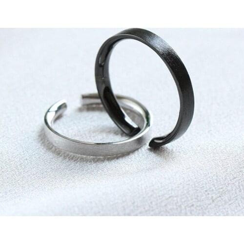 925 Sterling Silver Simple Hairline Finish Love Ring Resizable Lovers' Ring Couple Ring Boyfrid Girlfriend Gift