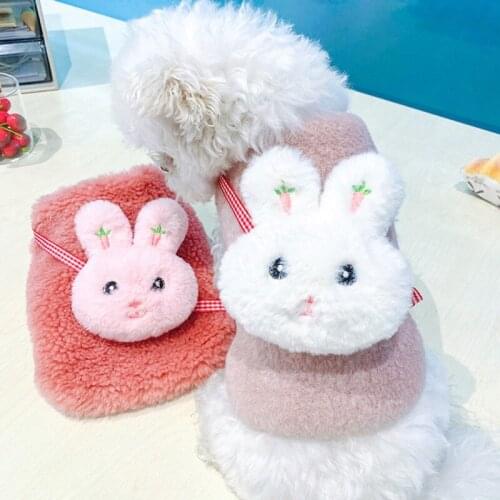 Winter Pet Dog Clothes Cute Thick Plush Backpack Rabbit Shape Design Cat Sweater Dog Vest Dogs Soft Pullover for Puppy Kitten