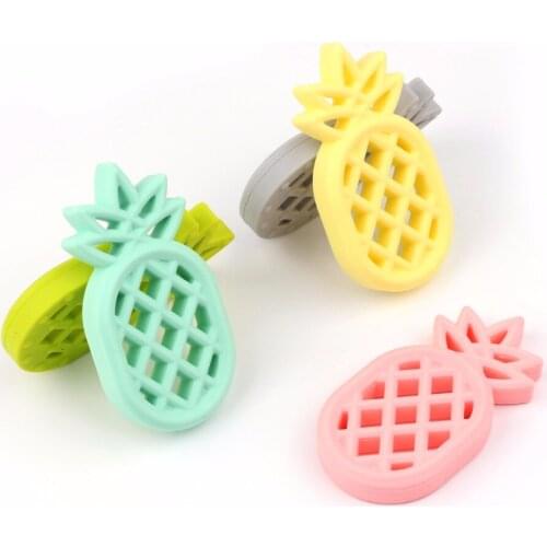 1pcs Pineapple Silicone Teether Babies Teething Pendant Nursing Soft Silicone Beads Safe Toys For Soothe Teething Baby