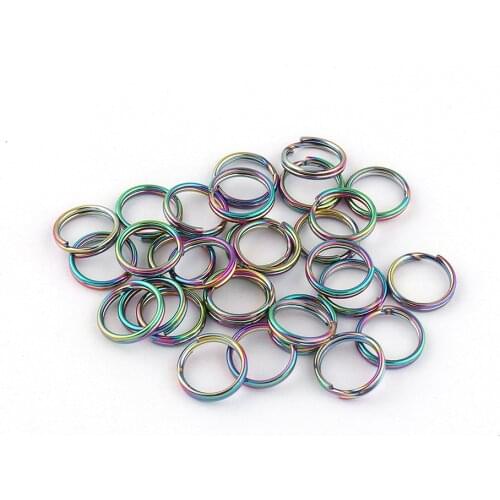 10mm Rainbow Metal Mini Round Split Key Ring Key Chain Holder Jewelry Charm Loop Purse Jump Rings Clasp Bag Supplies Pendant DIY