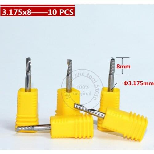 10 PCS-3.175mm*8mm,CNC wood tools,carbide End Mill,woodworking insert router bit,Tungsten milling cutter,MDF,PVC,Acrylic